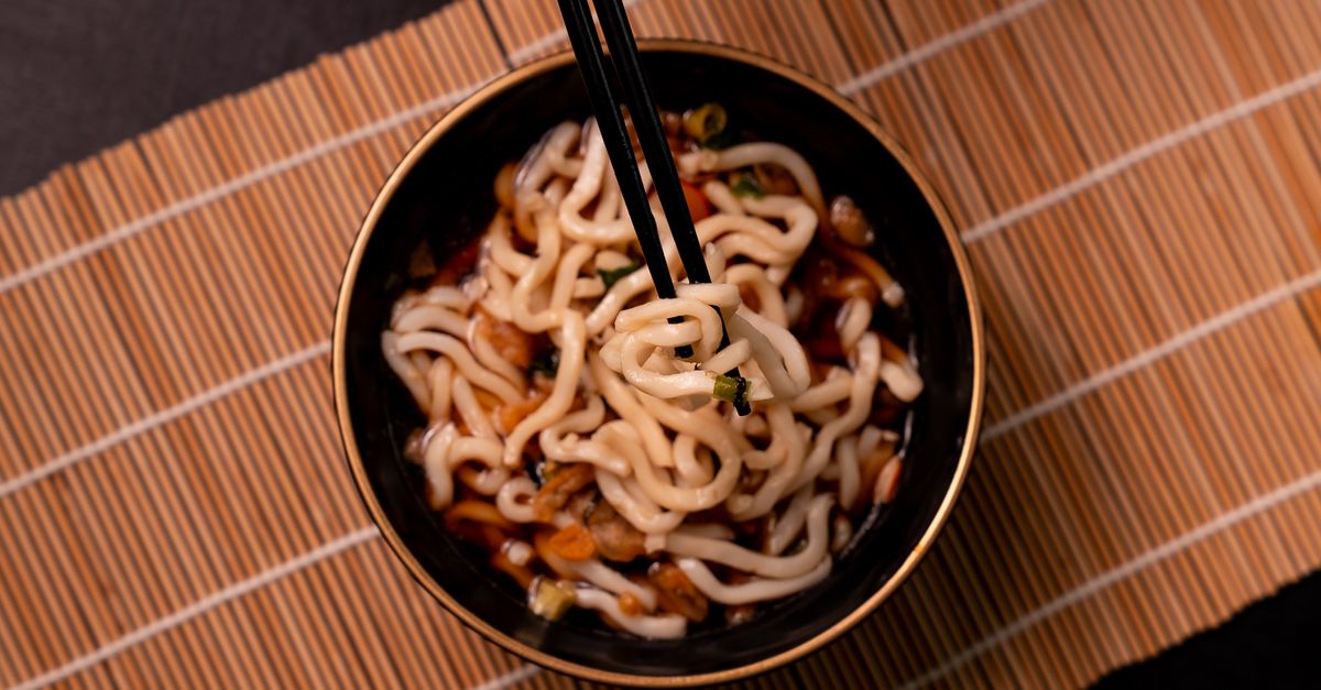 Miso Butter Udon with Crispy Tempeh, Pak Choi and Sesame Chilli Oil