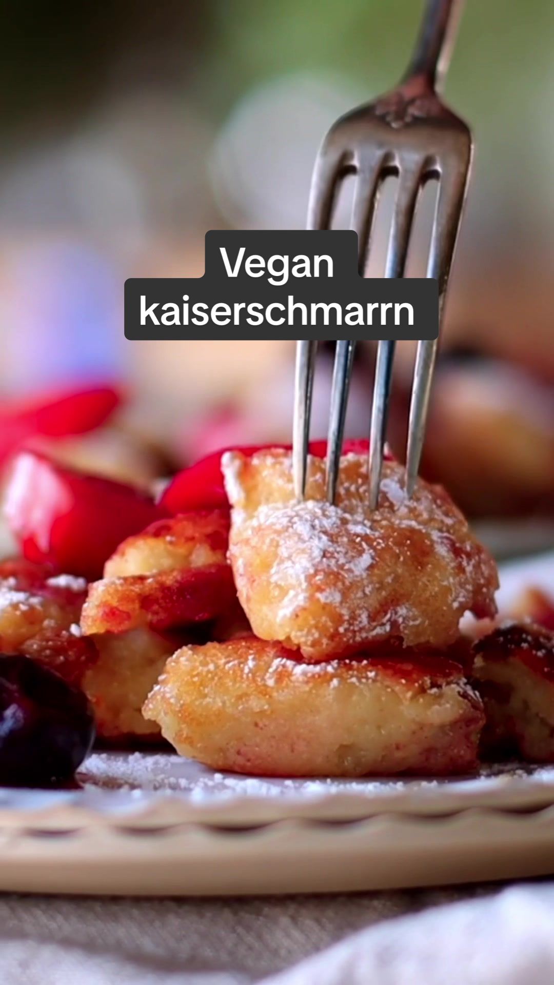 Vegan Austrian Kaiserschmarrn (Torn Pancake) with Fruit Compote