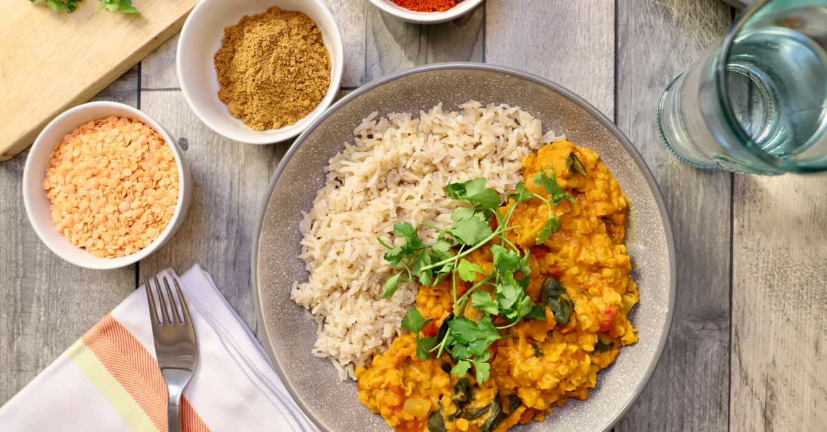 Creamy Coconut Lentil Curry with Spinach