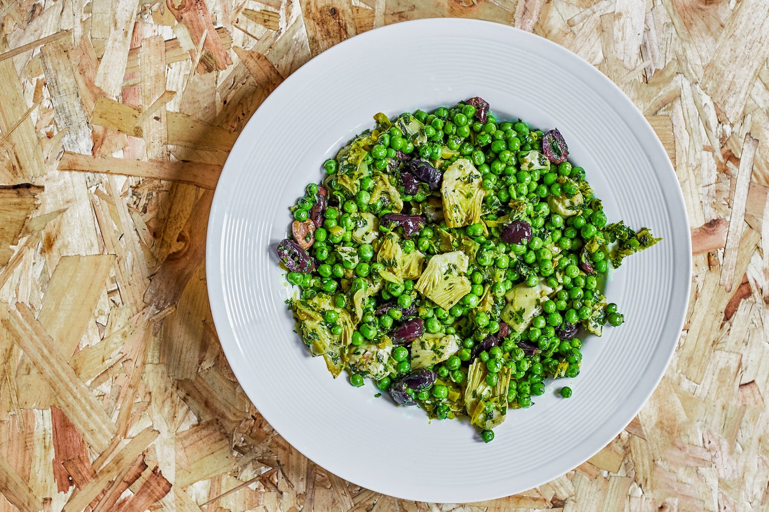 Artichoke, green peas and preserved lemon salad