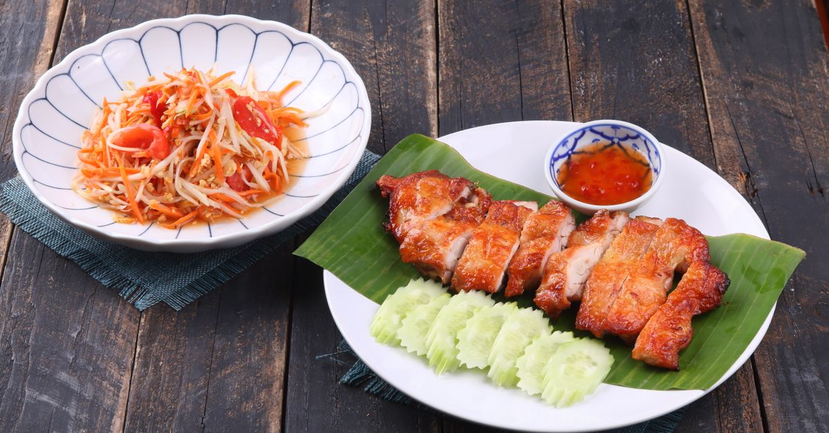 Thai Grilled Chicken Salad with Charred Lime Dressing