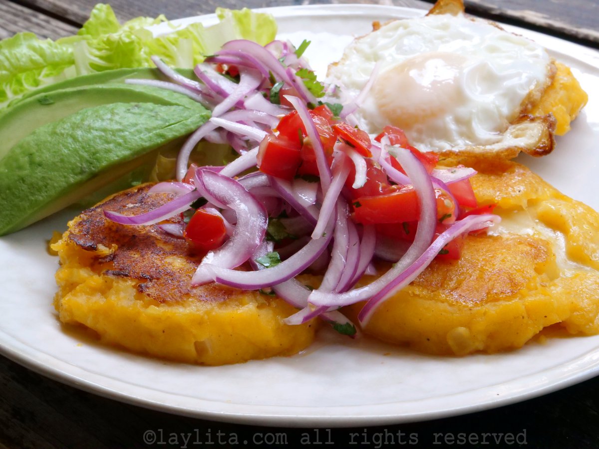 Llapingachos (Ecuadorian stuffed potato patties)
