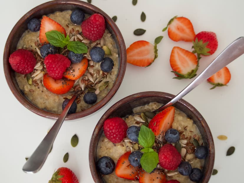 Oat and Blueberry Breakfast Bowl with Pumpkin Seeds