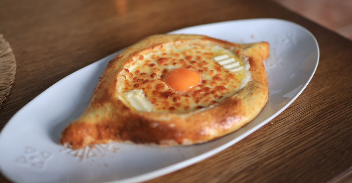 Georgian Khachapuri with Walnut and Herb Salad