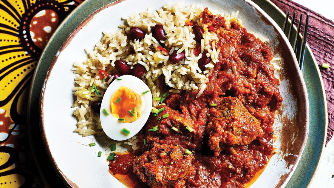 Waakye lamb stew