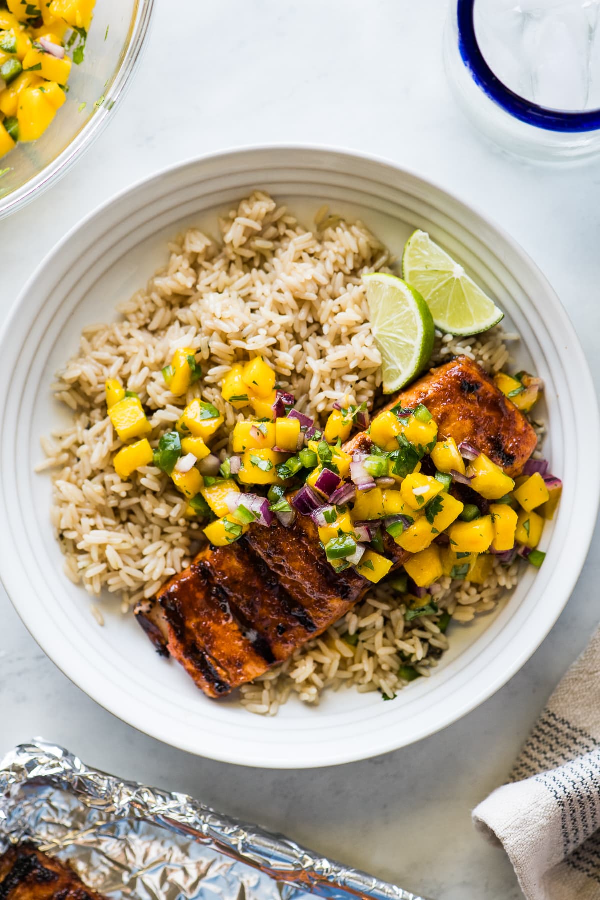 Chili Garlic Grilled Salmon with Mango Salsa