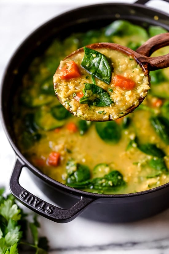 Red Lentil Soup with Spinach