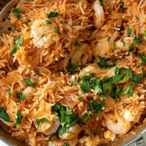 30 Minute Shrimp Saganaki Rice Pilaf